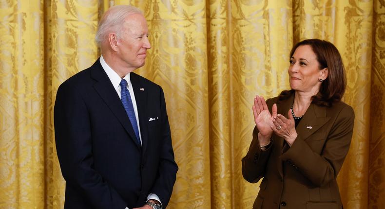 President Joe Biden (left) and Vice-President Kamala Harris (right) won a highly-charged controversial election in 2020 [Chip Somodevilla/Getty Images]