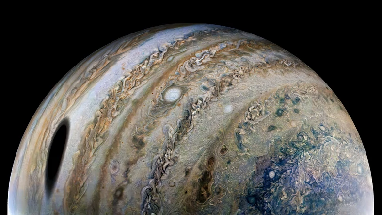 Zdjęcie Jowisza zrobione przez sondę Juno 25 lutego 2022 r.