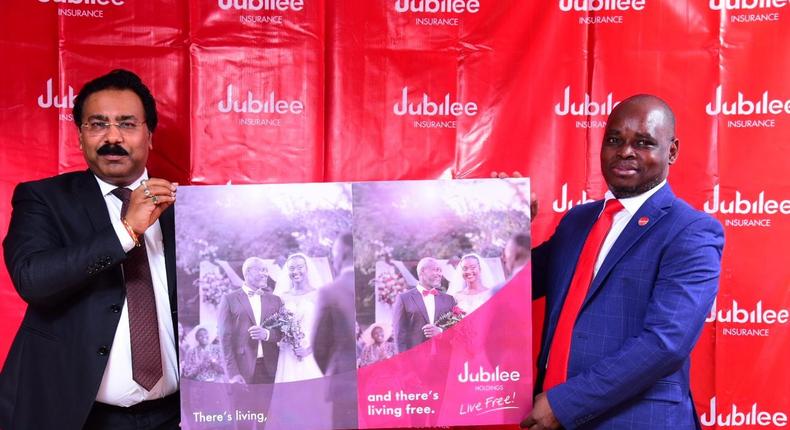 Sumit Guarav, CEO of Jubilee Life Insurance and Dan Musiime, CEO of Jubilee Health Insurance during the campaign launch