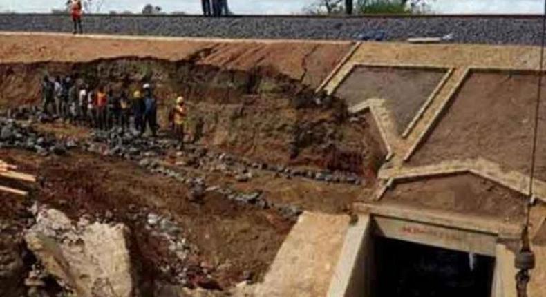 Section of SGR in Makueni that got damaged by floods