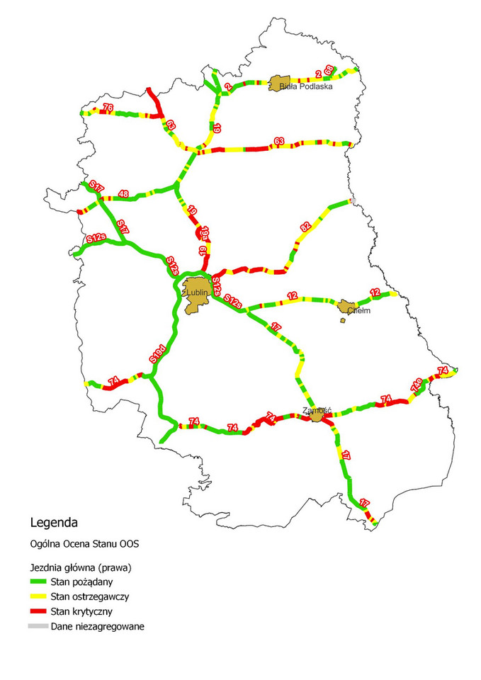 Stan dróg w Polsce - woj. lubelskie