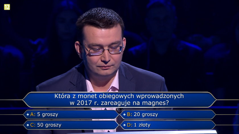 Milionerzy - Mariusz odpadł na pytaniu o grosze