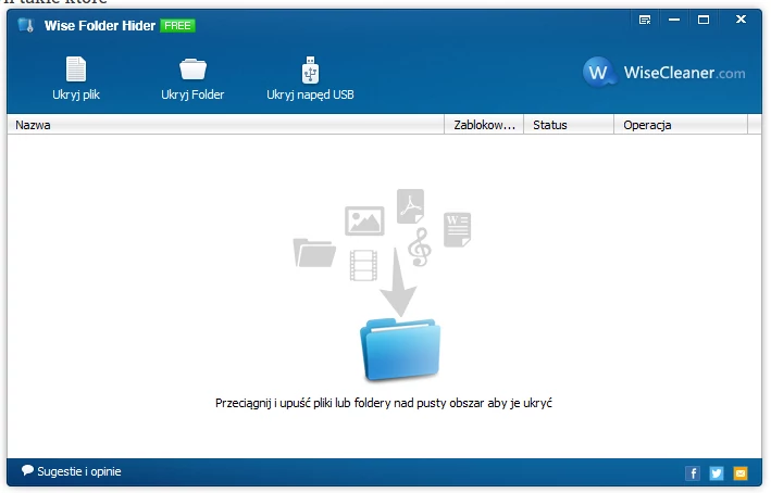 Wise Folder Hider - ekran główny, fot. własne