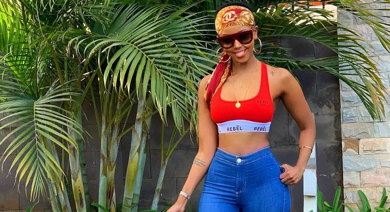 Huddah Monroe rocking sexy high waisted jeans (Image: Instagram huddahthebosschick)