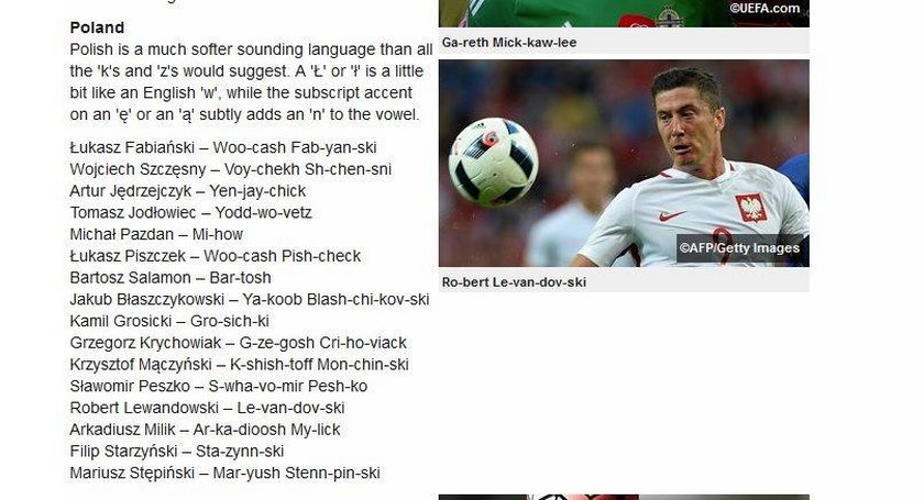 UEFA uczy kibiców wymawiać polskie nazwiska