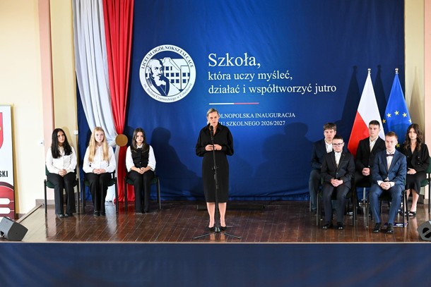 Minister edukacji Barbara Nowacka podczas ogólnopolskiej inauguracji roku szkolnego 2026/2027 