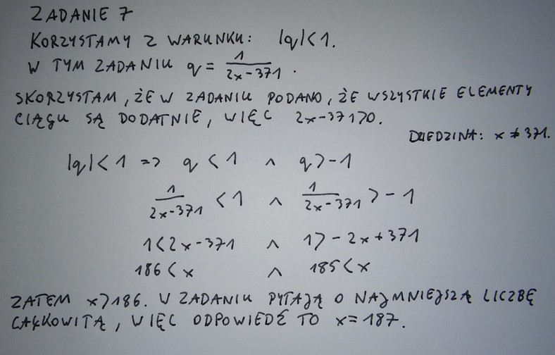 Matura 2016 - odpowiedź do zadania 7