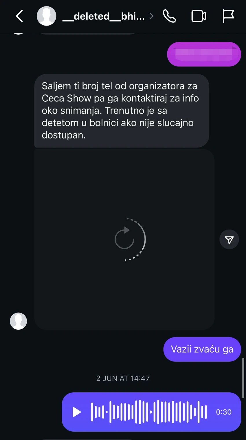 Prepiska Sabrine Bibin i čoveka koji ju je prevario