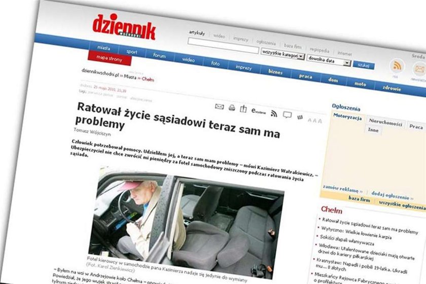 Uratował życie człowiekowi i ma problemy!