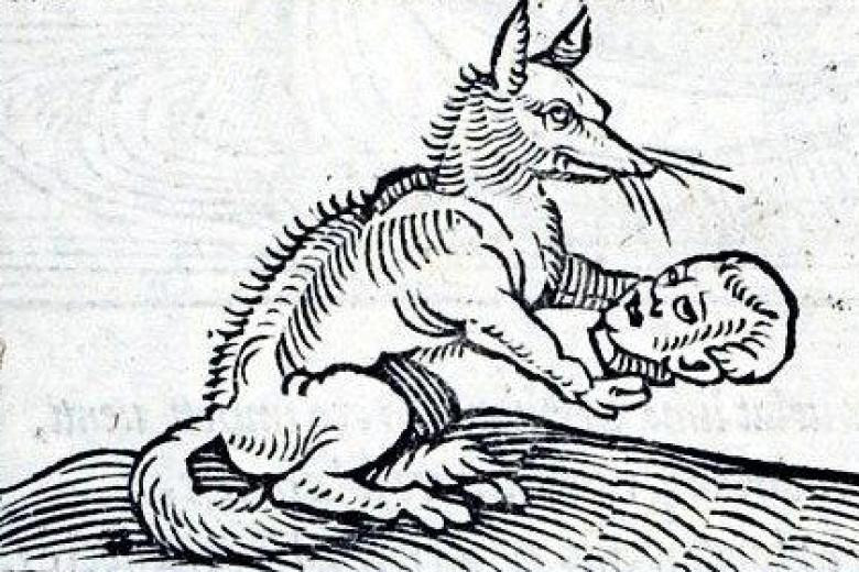 Przedstawienie wilka jako zabójcy człowieka (Augsburg 1531) 