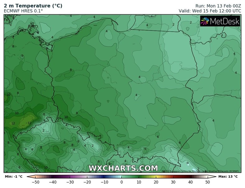 Temperatura wszędzie ma znacznie przekraczać 0 st. C