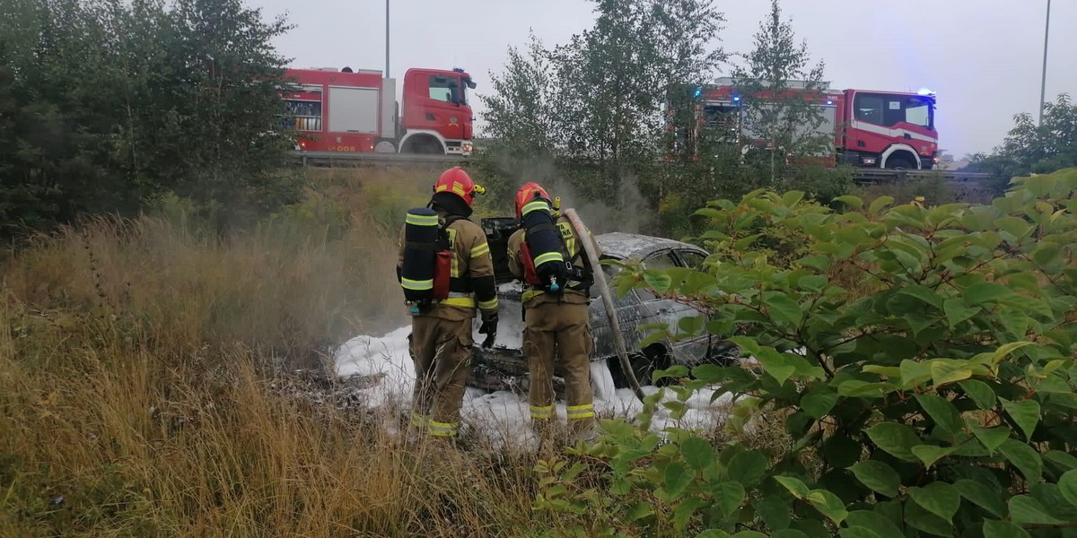 Śląsk. Wypadek w  Łaziskach Górnych. Kierowca spłonął w aucie. 