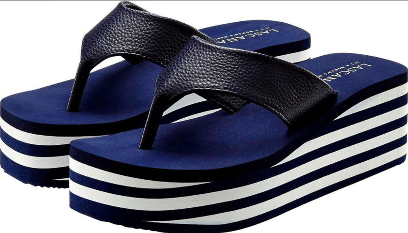 Zehentrenner mit gestreifter Platformsohle von Lascana für 39.90 Franken. 