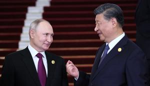 Russian President Vladimir Putin and Chinese leader Xi Jinping in Beijing on October 17, 2023.Sergei Savostyanov/Pool/AFP/Getty Images