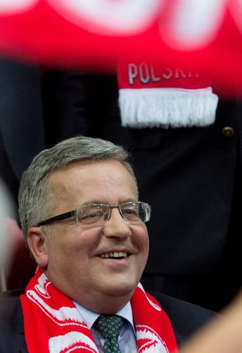 Prezydent Bronisław Komorowski na meczu Polska - Brazylia