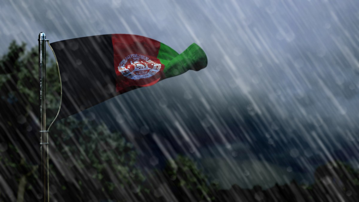 Flag,Of,Afghanistan,With,Rain,And,Dark,Clouds,,Rainfall,Forecast