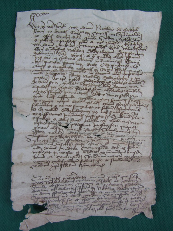 Pismo procesowe z 1462 wystawione przez adwokata konsystorskiego w imieniu Andrzeja wicekustosza włocławskiego w jego sprawie przeciwko Dadźbogowi ze Szpiegowa toczącej się przed sądem Mikołaja z Czechla oficjała gnieźnieńskiego