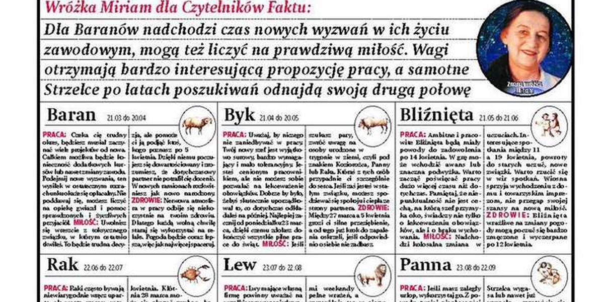 Horoskop na kwiecień