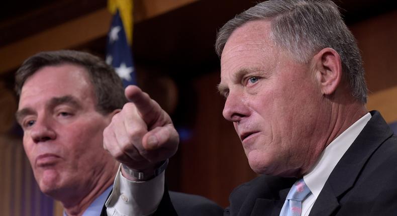 Senate Intelligence Committee Chairman Richard Burr, right, and Mark Warner, the committee's ranking member.