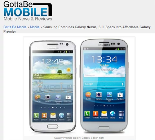 Samsung Galaxy Premier (po lewej), Samsung Galaxy S III (po prawej)