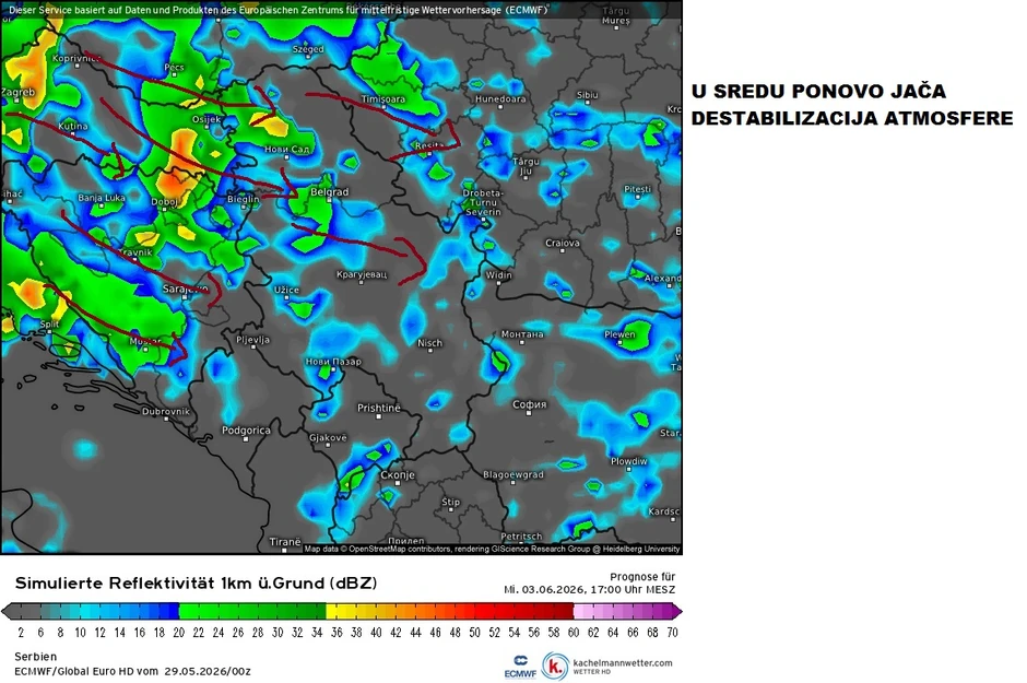 U sredu ponovo jača destabilizacija vremena