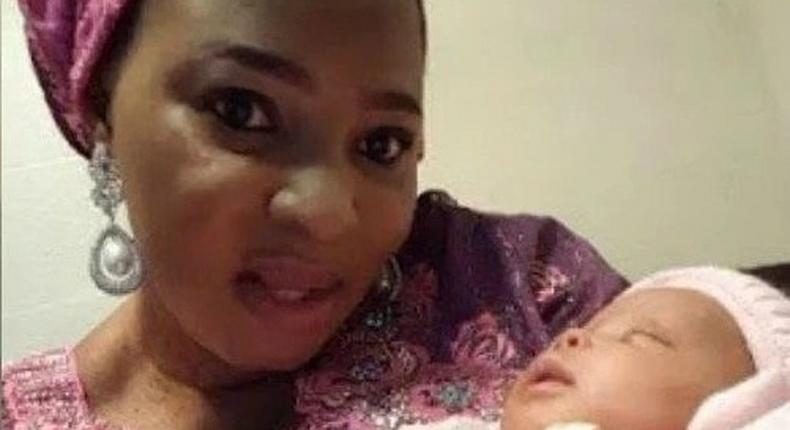 Moji Olaiya and her baby 