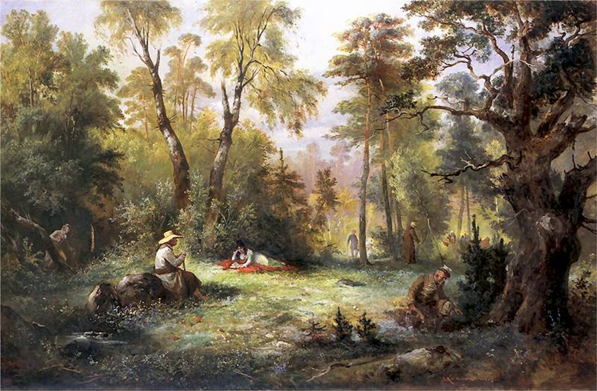 Franciszek Kostrzewski (1826–1911), "Grzybobranie", ilustracja do III księgi "Pana Tadeusza"