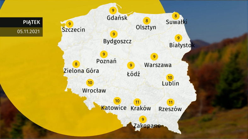 Prognoza pogody dla Polski - 05.11