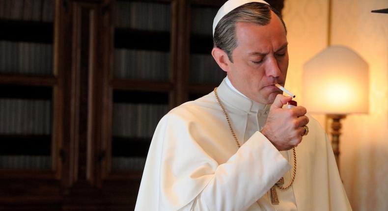 Jude Law as Lenny Belardo, aka Pius XIII, on HBO's The Young Pope.