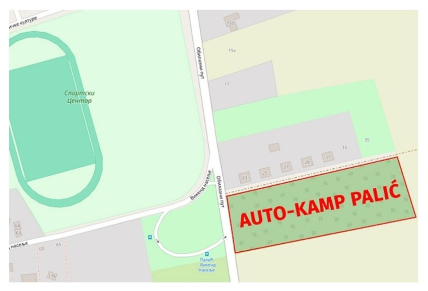 Mapa, auto-kamp na Paliću