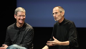 Steve Jobs (right) and Tim Cook (left) worked closely during Jobs' final years at Apple.Kimberly White/Corbis via Getty Images