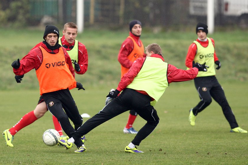 Zespół Widzewa podczas treningu