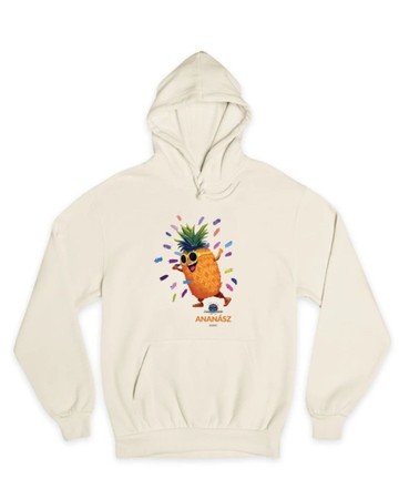 ÁLARCOS ÉNEKES UNISEX FEHÉR KAPUCNIS PULÓVER - ANANÁSZ