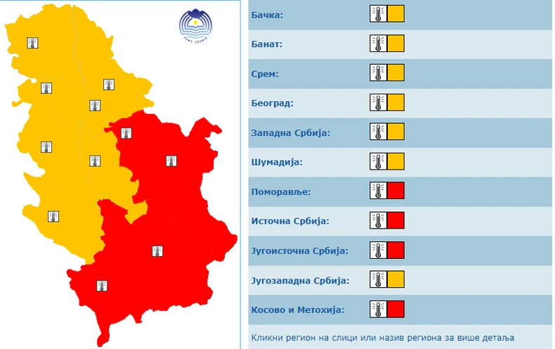 Meteoalarm za 24. jul