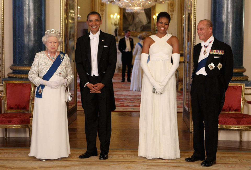 Królowa Elżbieta II, Barack Obama z żoną Michelle oraz książę Filip