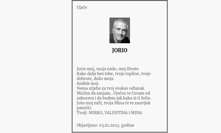 Umrlice posvećene Jošu koji je ubijen na Cetinju