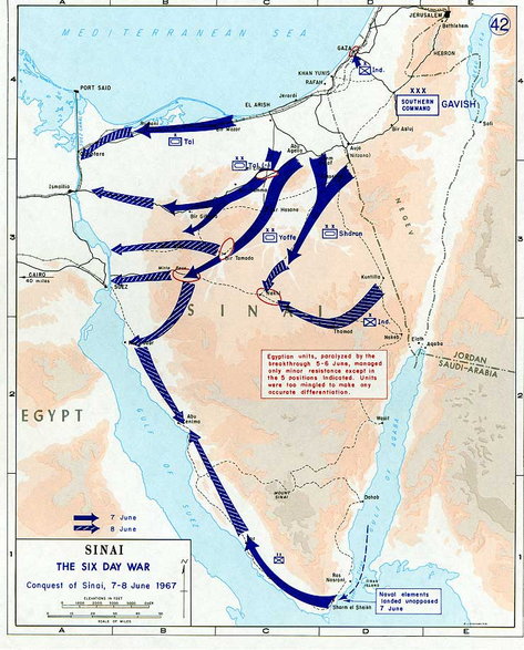 Wojna sześciodniowa Zdobycie półwyspu Synaj 7 czerwca-8 czerwca 1967 r