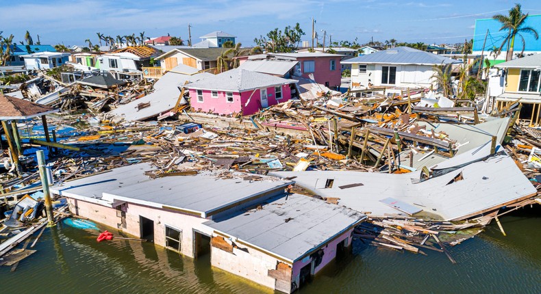 Fort Myers Beach, Florida, aerial view of damaged property after Hurricane Ian.Jeffrey Greenberg/Universal Images Group via Getty Images