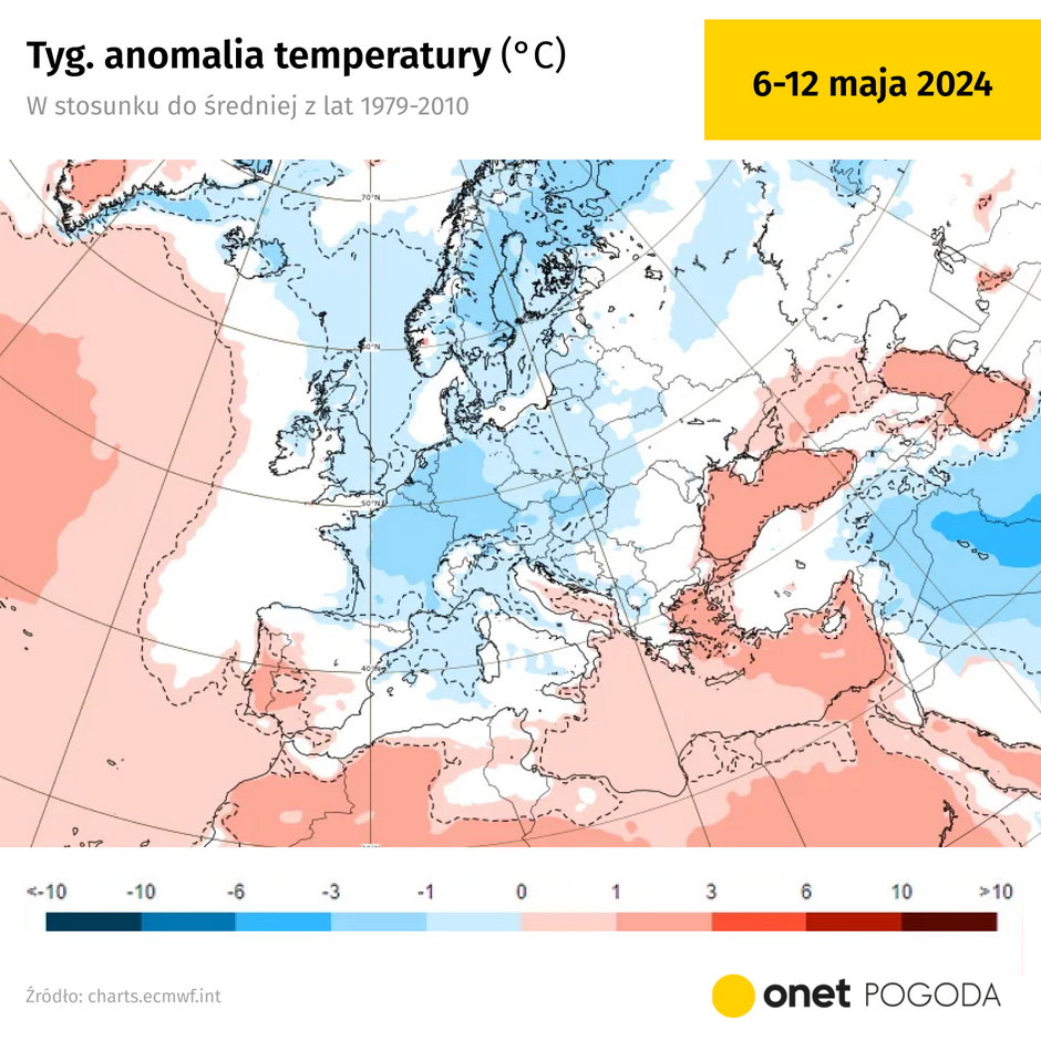 Po 5 maja nad Europę spłyną dużo zimniejsze masy powietrza