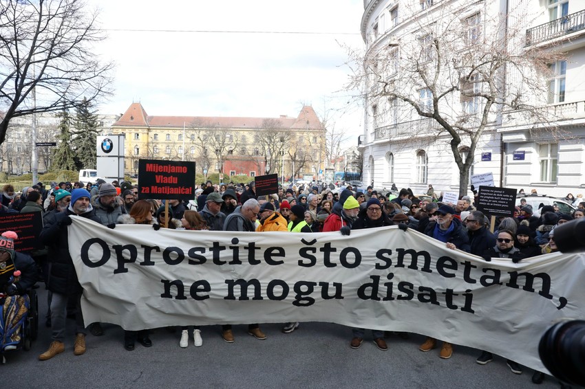 Protest u Zagrebu zbog smrti novinara Vladimira Matijanića u avgustu 2021.