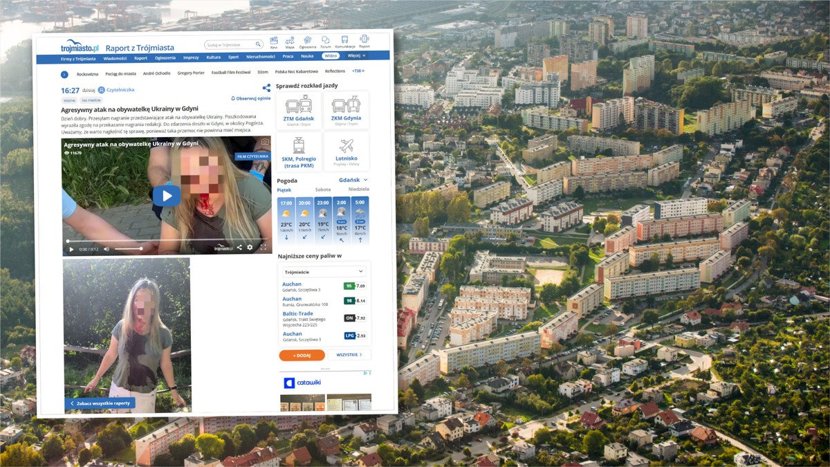 Zaszedł ją od tyłu i uderzył. Brutalny atak na kobietę w Gdyni