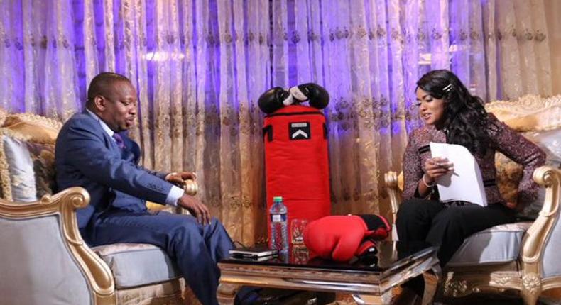 Anne Kiguta duing interview with Governor Mike Sonko
