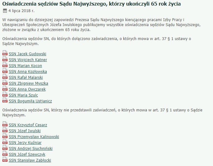 Oświadczenie sędziów