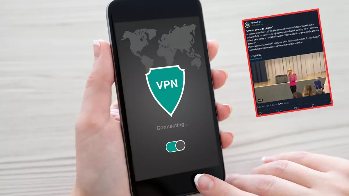 Rosja zapowiada zablokowanie usług VPN (screen: twitter.com/Bielsat_pl)
