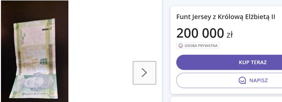 Banknot 1-funtowy za 200 tys. zł