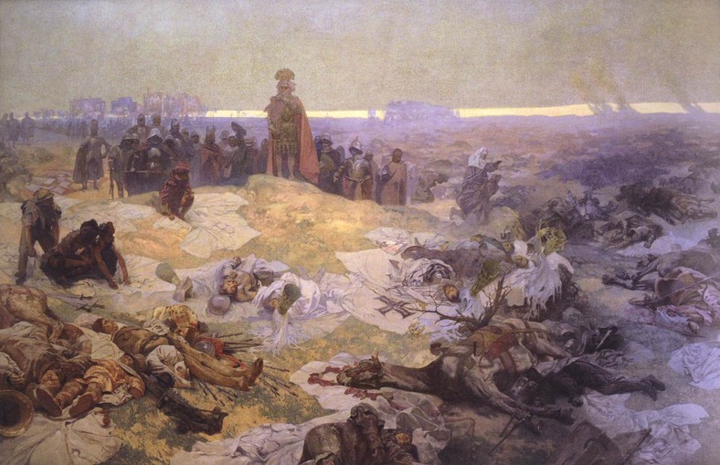 Alfons Mucha, "Słowiańska epopeja", obraz "Po bitwie pod Grunwaldem"