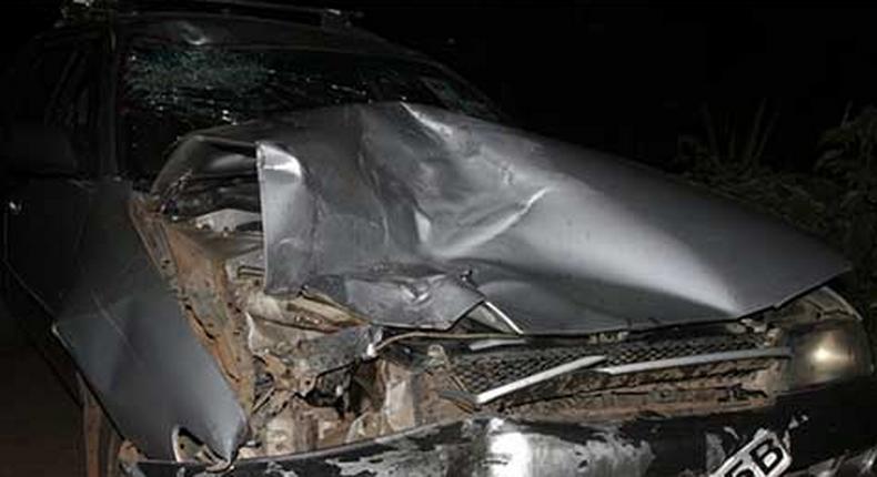 The wreckage of the car that hit the AP and the woman (Nation)