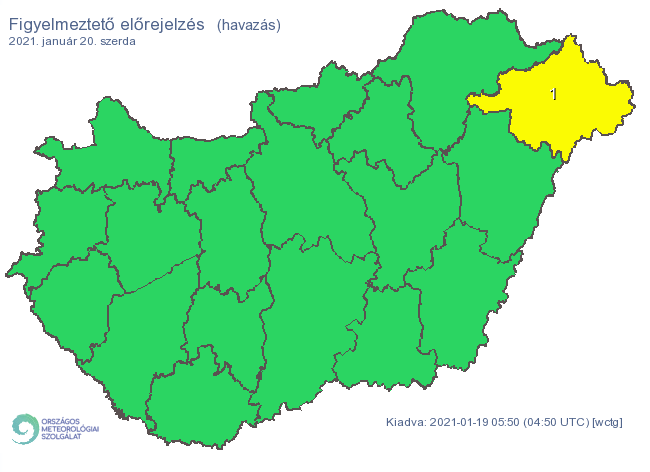 Szabolcs-Szatmár-Bereg megyére figyelmeztetést adtak ki: 12 óra alatt 5 cm-t meghaladó friss hó hullhat /Fotó: Országos Meteorológiai Szolgálat/