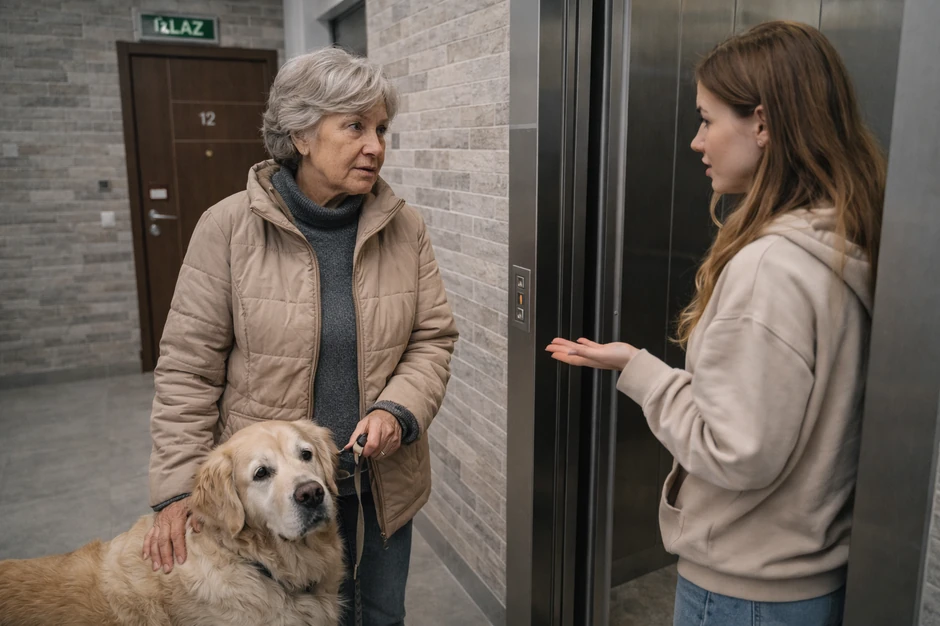  "Hvala vam, nijedan stanar zgrade ne dozvoljava nam da u liftu bude pas", rekla mi je žena kad smo ušle u lift; Ilustracija