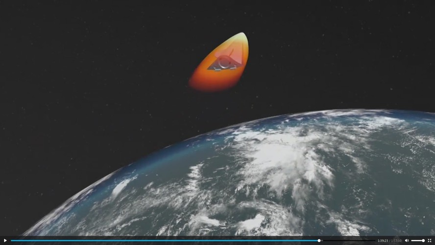 Ujęcie klatki pobrane z materiałów wideo z oficjalnej strony rosyjskiego prezydenta kremlin.ru pokazuje komputerową symulację hipersonicznych pocisków Awangard.